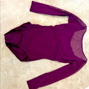 Chacott leotard with breast lining, 3/4 quarter mesh sleeves. Size S